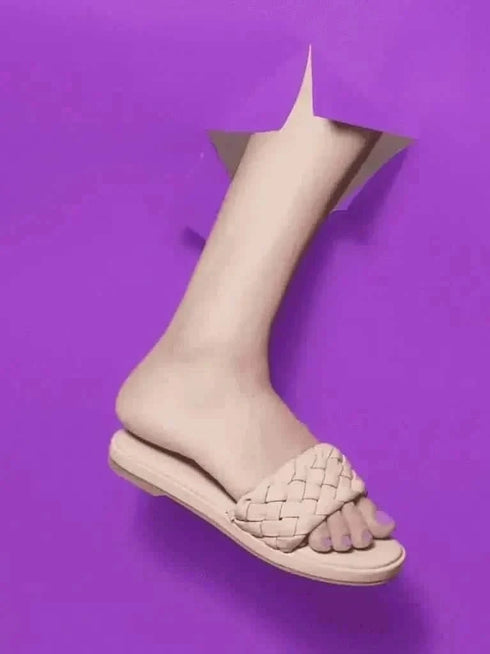 Womens Braided Peach Flats